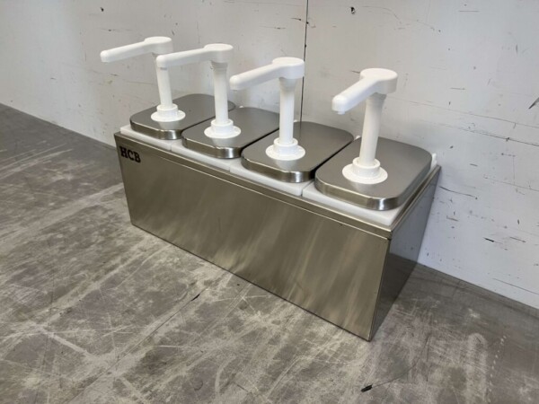 HCB RVS Dubbele Sauzenbar Sauspomp Sausdispenser 4 x 2 liter Horeca - Afbeelding 3