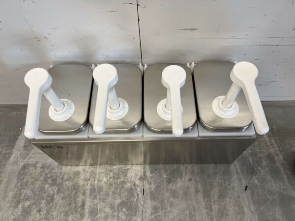 HCB RVS Dubbele Sauzenbar Sauspomp Sausdispenser 4 x 2 liter Horeca - Afbeelding 4