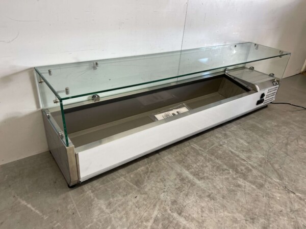 RVS Opzetvitrine Opzet koelvitrine saladière 8 x 1/4 GN 160 cm Horeca - Afbeelding 3