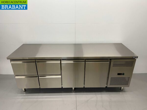 RVS HCB Koelwerkbank 2 deuren en 4 laden 223 cm 230V Horeca