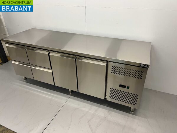 RVS HCB Koelwerkbank 2 deuren en 4 laden 223 cm 230V Horeca - Afbeelding 2
