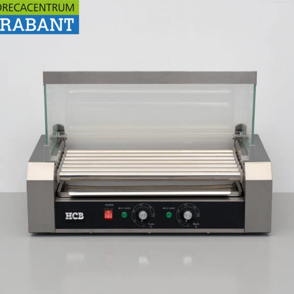 HCB RVS Hotdog grill 7 rollen met glazen kap 230V Horeca
