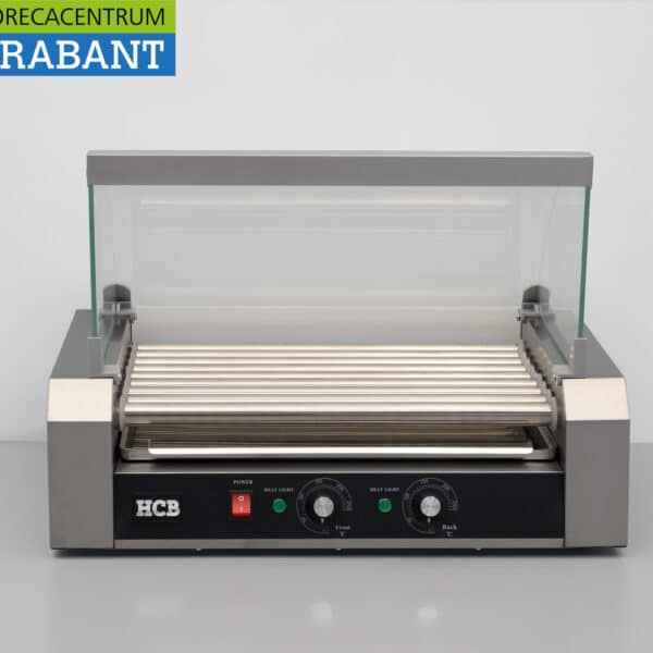 HCB RVS Hotdog grill 9 rollen met glazen kap 230V Horeca