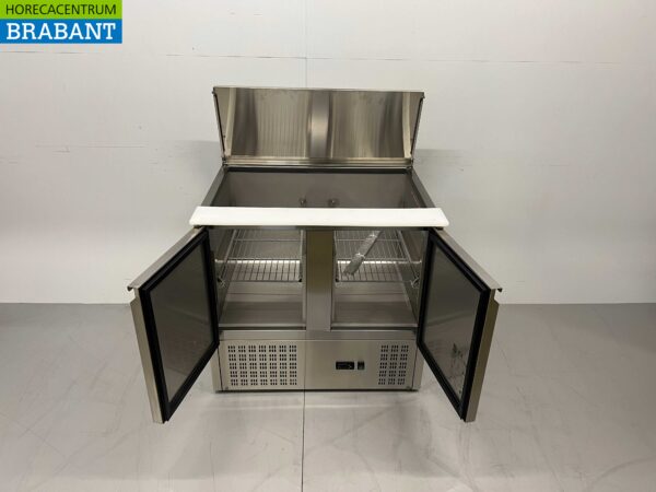 RVS HCB Saladette Koelwerkbank 2 deuren 1/1 GN 90 cm 230V Horeca - Afbeelding 4