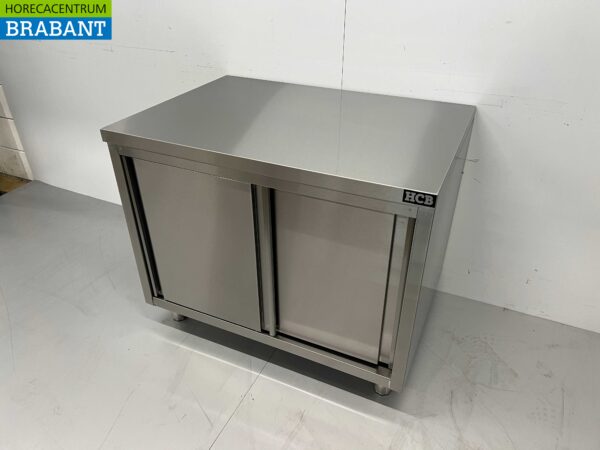 RVS Werkkast Premium-line Kast Werktafel 2 schuifdeuren 100 cm Horeca - Afbeelding 2