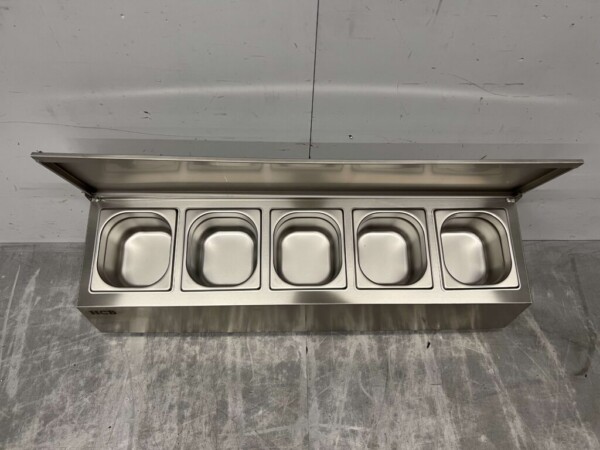 RVS GN bakhouder met deksel 5 x 1/6 gastronorm GN 88,5 cm Horeca - Afbeelding 5