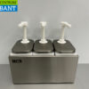 HCB RVS Dubbele Sauzenbar Sauspomp Sausdispenser 3 x 2 liter Horeca