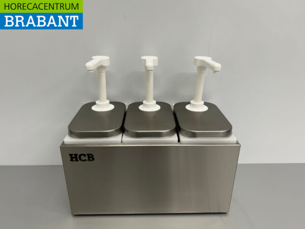 HCB RVS Dubbele Sauzenbar Sauspomp Sausdispenser 3 x 2 liter Horeca