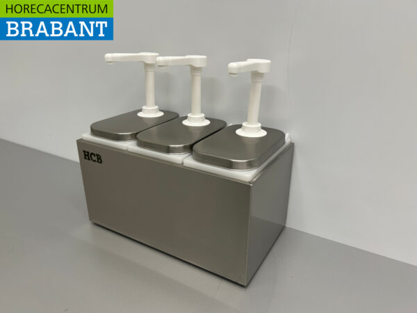 HCB RVS Dubbele Sauzenbar Sauspomp Sausdispenser 3 x 2 liter Horeca - Afbeelding 3
