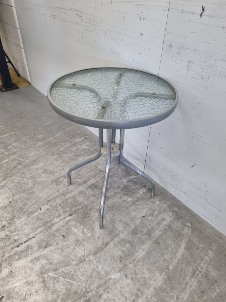 partner heel Articulatie Ronde tuintafel tafel met glazen blad 60 cm doorsnede - Horecacentrum  Brabant