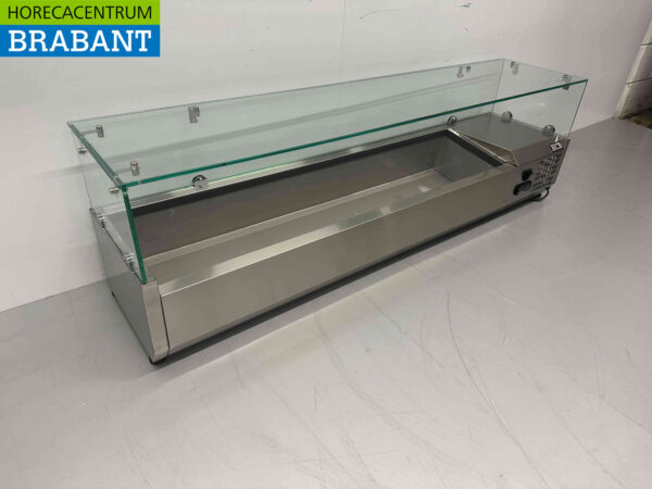 RVS HCB Opzetvitrine Opzet koelvitrine saladiere 7 x ¼ GN 150 cm Horeca - Afbeelding 3