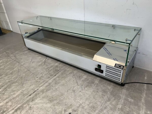 RVS Opzetvitrine Opzet koelvitrine saladiere 5 x 1/3 en 1 x 1/2 GN 150 cm Horeca - Afbeelding 2