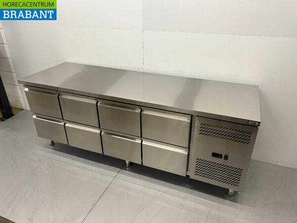 RVS Koelwerkbank 8 laden 223 cm 230V Horeca - Afbeelding 2