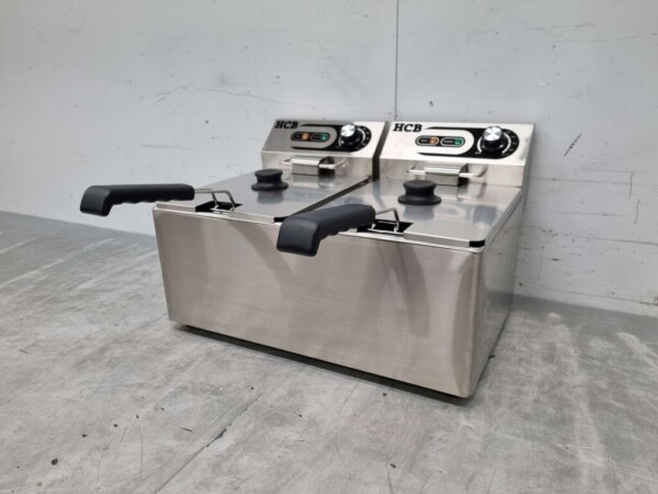 RVS Dubbele Friteuse Frituur 2 x 8 liter 230V Horeca - Afbeelding 2