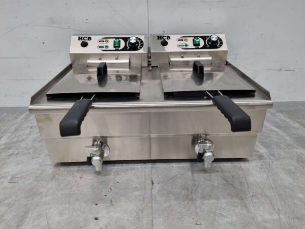 RVS Dubbele Friteuse Frituur 2 x 16 liter 400V Horeca