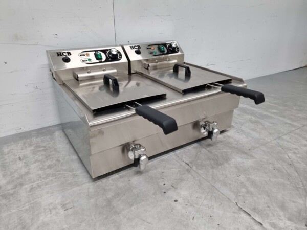 RVS Dubbele Friteuse Frituur 2 x 16 liter 400V Horeca - Afbeelding 3
