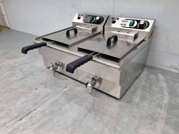 RVS Dubbele Friteuse Frituur 2 x 16 liter 400V Horeca - Afbeelding 4