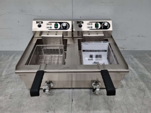RVS Dubbele Friteuse Frituur 2 x 16 liter 400V Horeca - Afbeelding 5