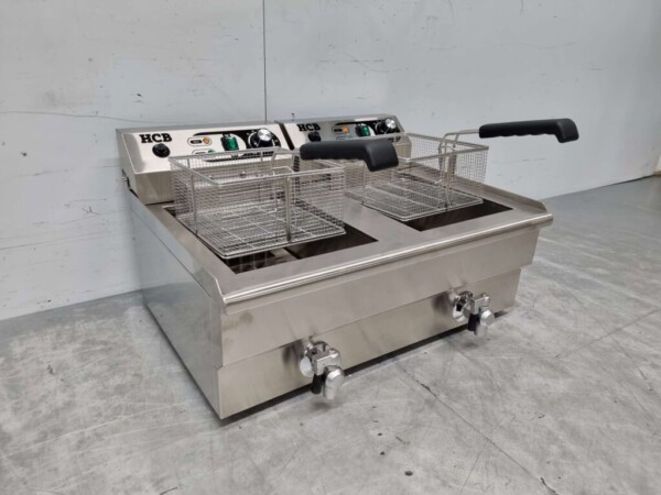 RVS Dubbele Friteuse Frituur 2 x 16 liter 400V Horeca - Afbeelding 6