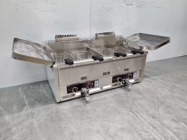 RVS Dubbele Friteuse Frituur 2 x 30 liter Gas Horeca - Afbeelding 2