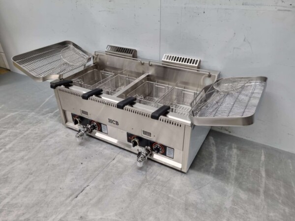 RVS Dubbele Friteuse Frituur 2 x 30 liter Gas Horeca - Afbeelding 3