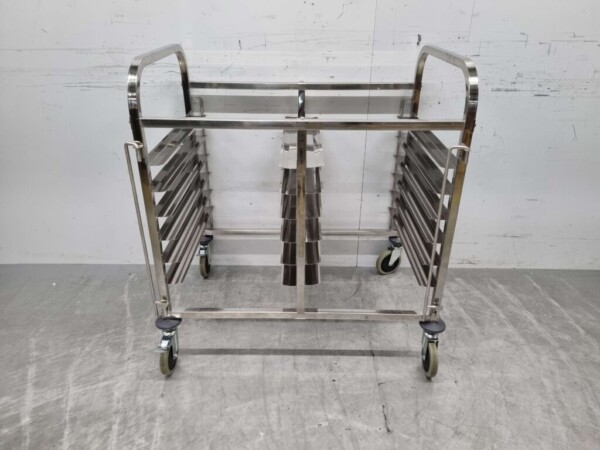 RVS Dubbele regaalwagen 12 x 60/40 cm Bakerynorm Euronorm 91,5 cm Horeca