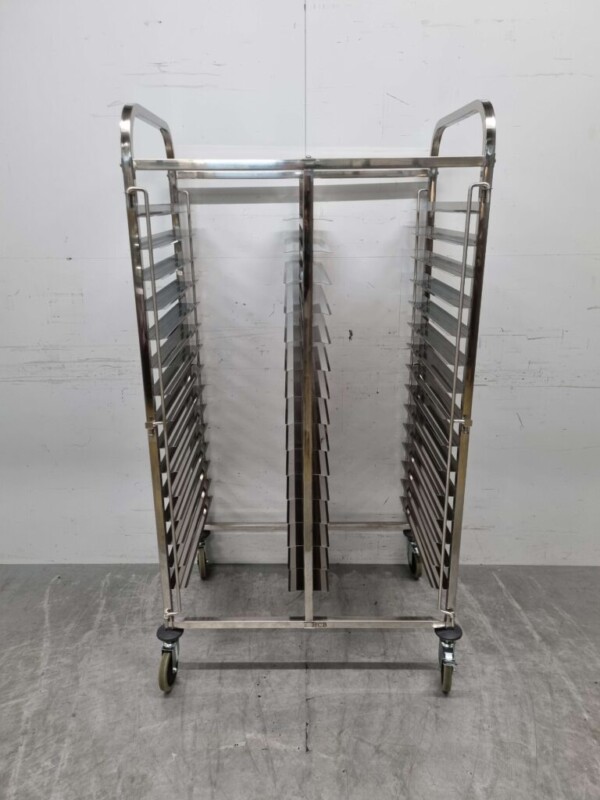 RVS Dubbele regaalwagen 30 x 60/40 cm Bakerynorm Euronorm 91,5 cm Horeca