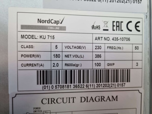 RVS Nordcap Koelkast Koeling 600 liter 230V Horeca - Afbeelding 5