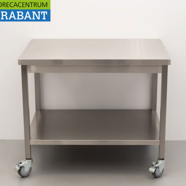 HCB RVS Verrijdbare Werktafel Tafel Op Wielen 100 x 70 x 85 cm Horeca