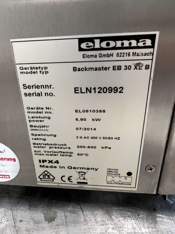 RVS Heteluchtoven Oven Steamer Eloma EB30 XL B 400V Horeca - Afbeelding 6