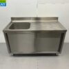RVS Spoeltafel spoelbak 2 schuifdeuren Premium-line 140 cm Horeca