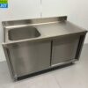 RVS Spoeltafel spoelbak 2 schuifdeuren Premium-line 140 cm Horeca - Afbeelding 2