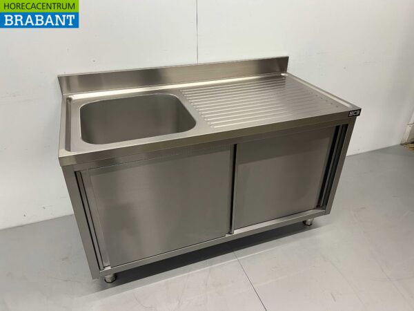 RVS Spoeltafel spoelbak 2 schuifdeuren Premium-line 140 cm Horeca - Afbeelding 2