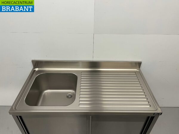 RVS Spoeltafel spoelbak 2 schuifdeuren Premium-line 140 cm Horeca - Afbeelding 4