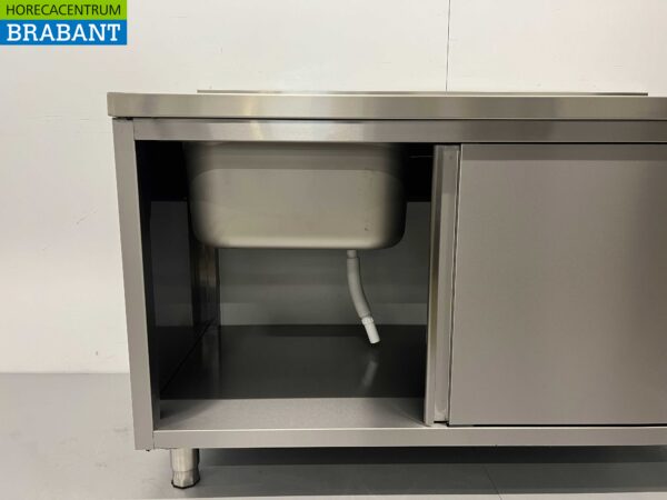 RVS Spoeltafel spoelbak 2 schuifdeuren Premium-line 140 cm Horeca - Afbeelding 5