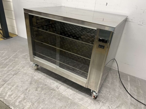 RVS Warmhoudkast Warmtekast voor gegrilde kippen 2 x 2 glazen schuifdeuren 110 cm Horeca - Afbeelding 2