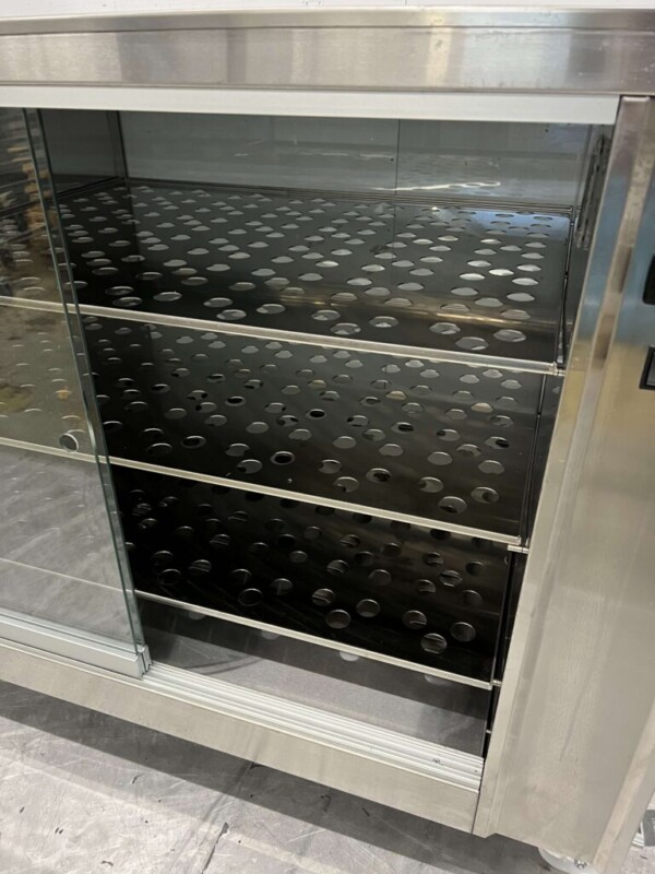 RVS Warmhoudkast Warmtekast voor gegrilde kippen 2 x 2 glazen schuifdeuren 110 cm Horeca - Afbeelding 4
