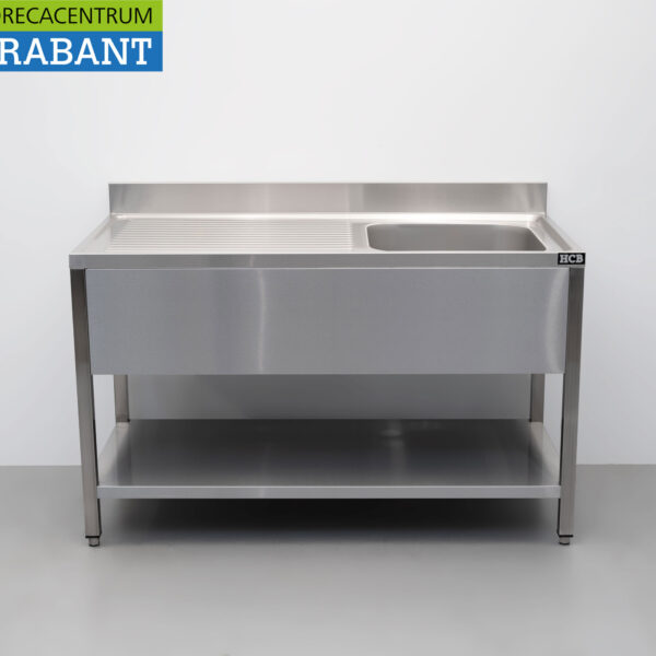 HCB RVS  Spoeltafel spoelbak Gelast model Premium-line 140 cm Horeca