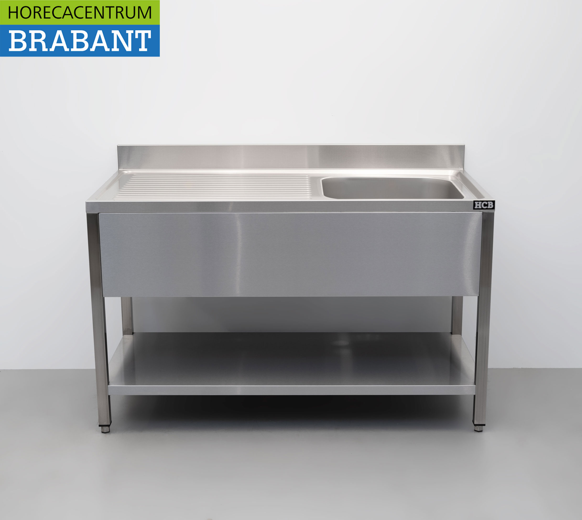 HCB RVS Spoeltafel spoelbak Gelast model Premium-line 140 cm Horeca