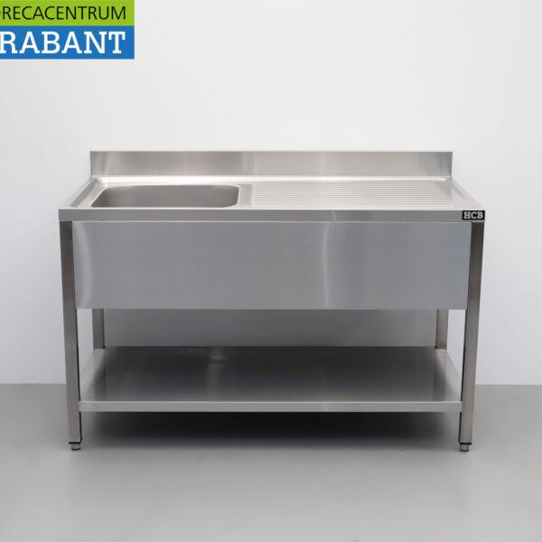 HCB RVS Spoeltafel spoelbak Premium-line Gelast model 140 cm Horeca