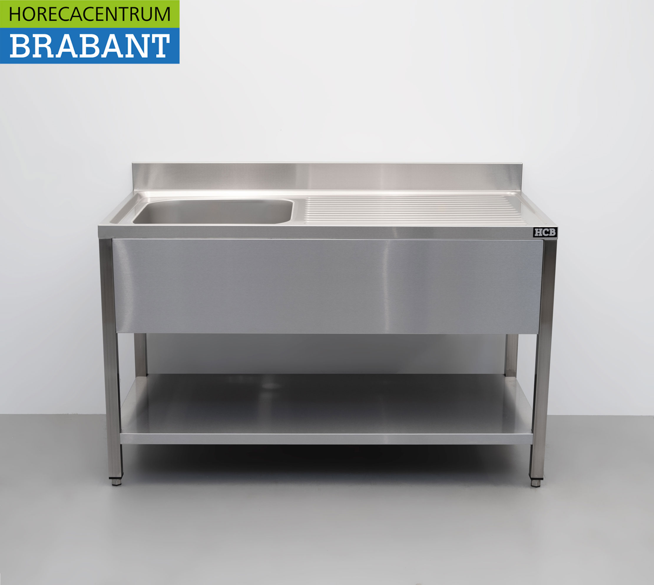 HCB RVS Spoeltafel spoelbak Premium-line Gelast model 140 cm Horeca