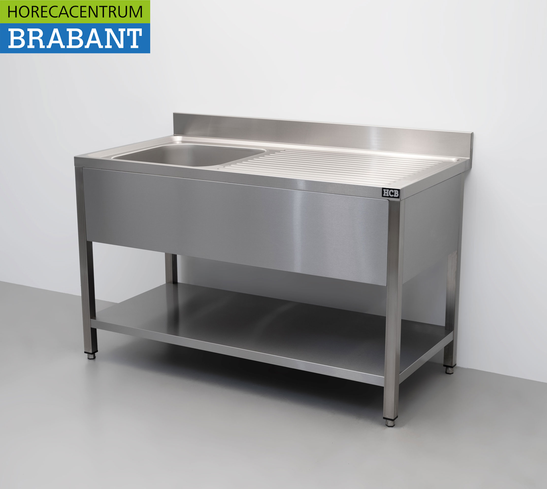 HCB RVS Spoeltafel spoelbak Premium-line Gelast model 140 cm Horeca - Afbeelding 3