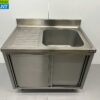 RVS Spoeltafel spoelbak schuifdeuren Premium-line 100 cm Horeca