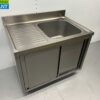RVS Spoeltafel spoelbak schuifdeuren Premium-line 100 cm Horeca - Afbeelding 2
