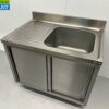 RVS Spoeltafel spoelbak schuifdeuren Premium-line 100 cm Horeca - Afbeelding 3