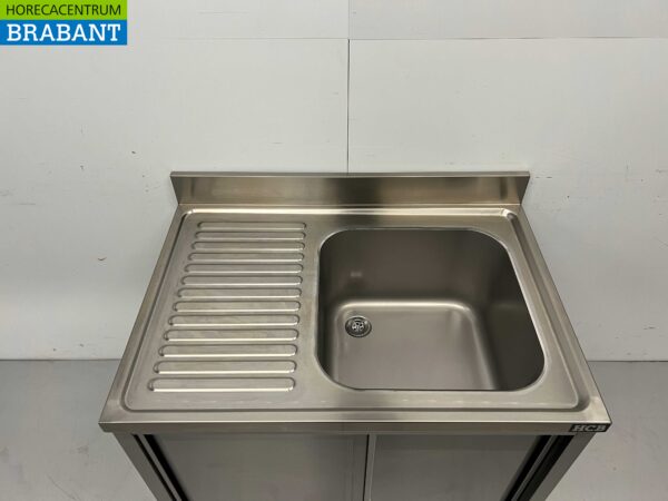 RVS Spoeltafel spoelbak schuifdeuren Premium-line 100 cm Horeca - Afbeelding 4