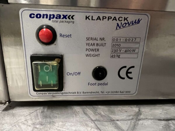 RVS Conpax Klappack Novus Vleeswareninpakmachine Inpakmachine 230V Slagerij Horeca - Afbeelding 6