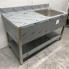 RVS  Spoeltafel spoelbak Gelast model Premium-line 140 cm Horeca - Afbeelding 3