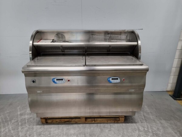 RVS Perfecta Vis-Eco bakwand friteuse frituur 2 pannen GAS 206 cm Horeca