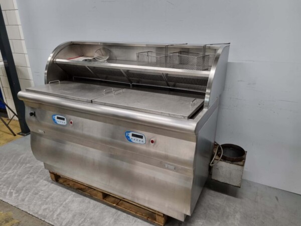 RVS Perfecta Vis-Eco bakwand friteuse frituur 2 pannen GAS 206 cm Horeca - Afbeelding 3